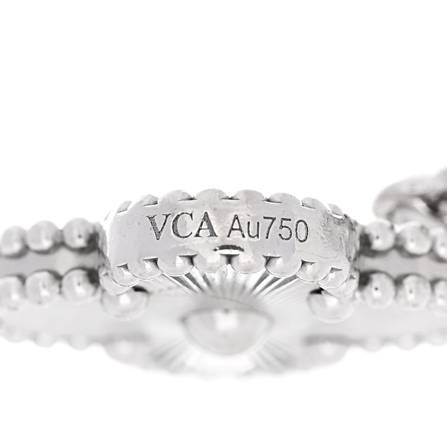 18K White Gold 5 Motifs Guilloche Vintage Alhambra Bracelet