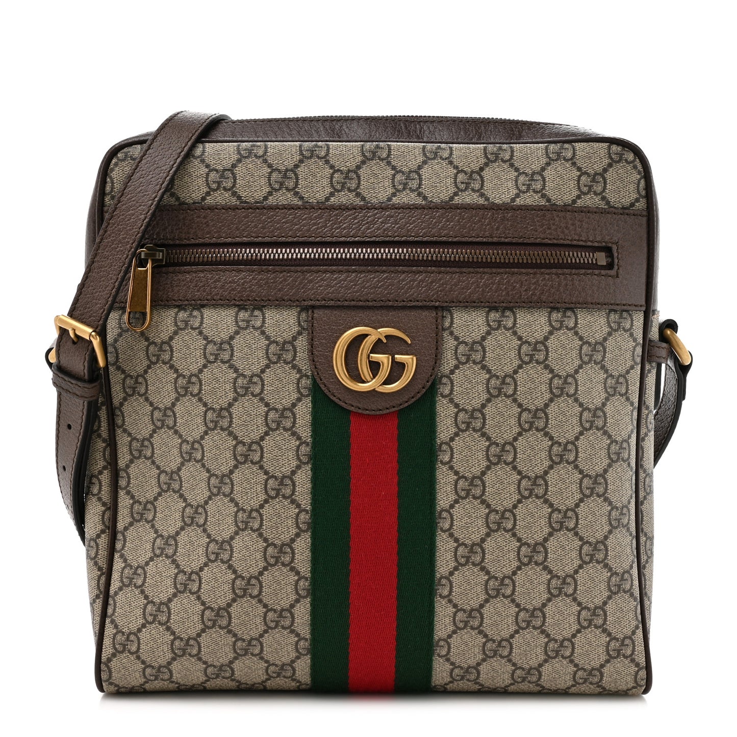 GG Supreme Monogram Web Medium Ophidia Messenger Bag Brown