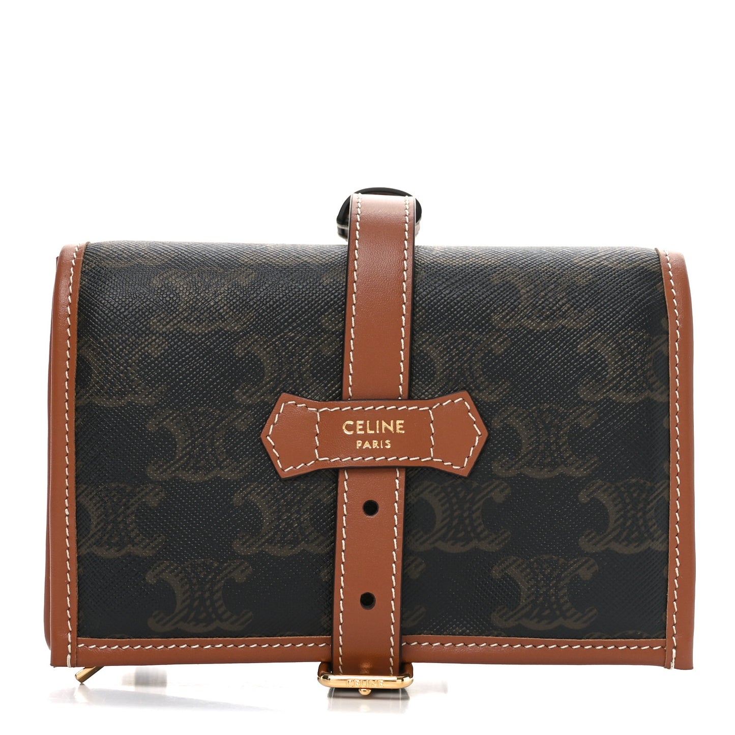 Triomphe Canvas Calfskin Jewelry Pouch Tan