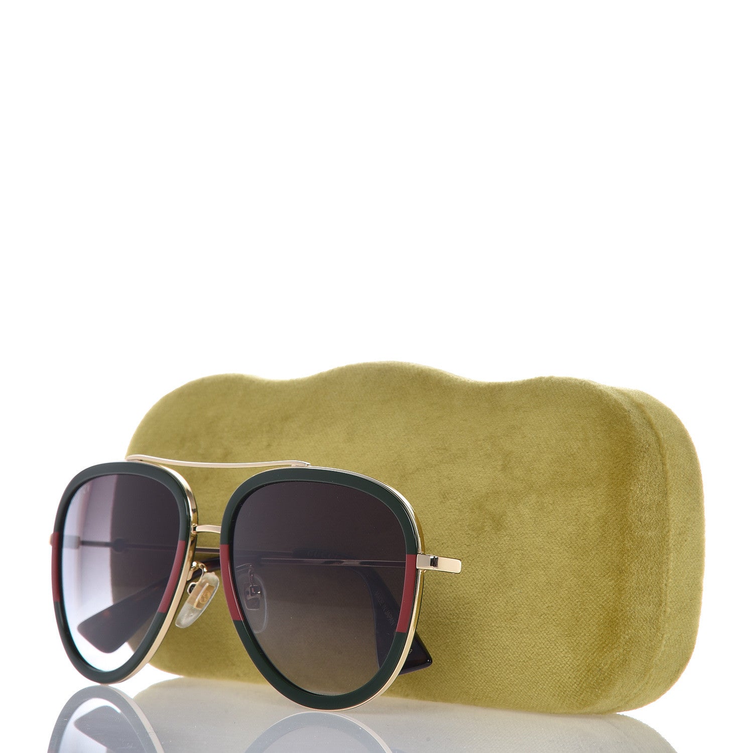 Gucci Web Aviator Sunglasses GG0062S Green Red 8 of 8
