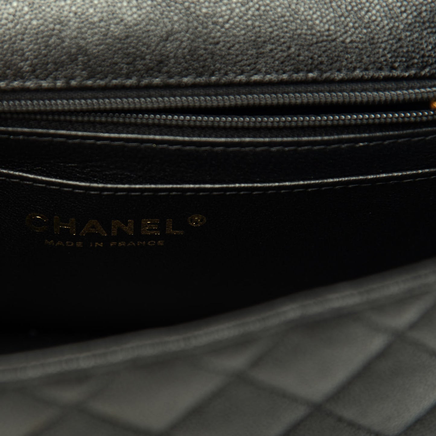 Caviar Quilted Mini Top Handle Rectangular Flap Black