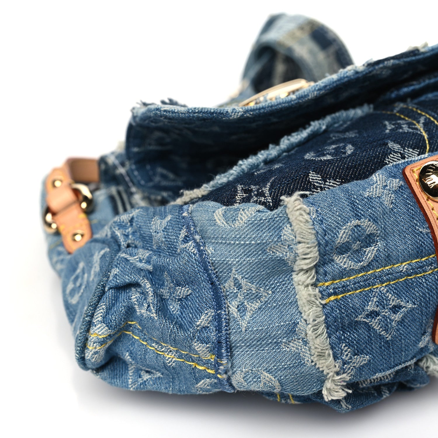Louis Vuitton Denim Patchwork Posty Messenger Bag Blue 7 of 10