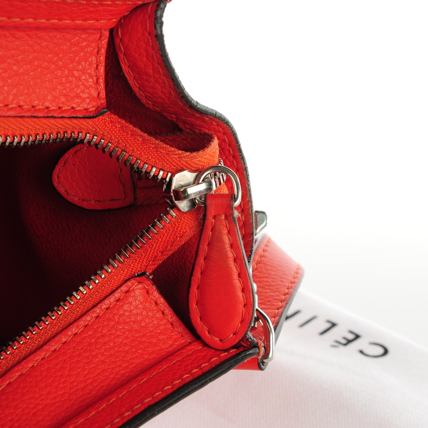 Drummed Calfskin Nano Luggage Vermillion