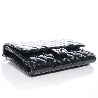 Chanel Striated Patent Quilted Clutch Flap Black 4 of 9