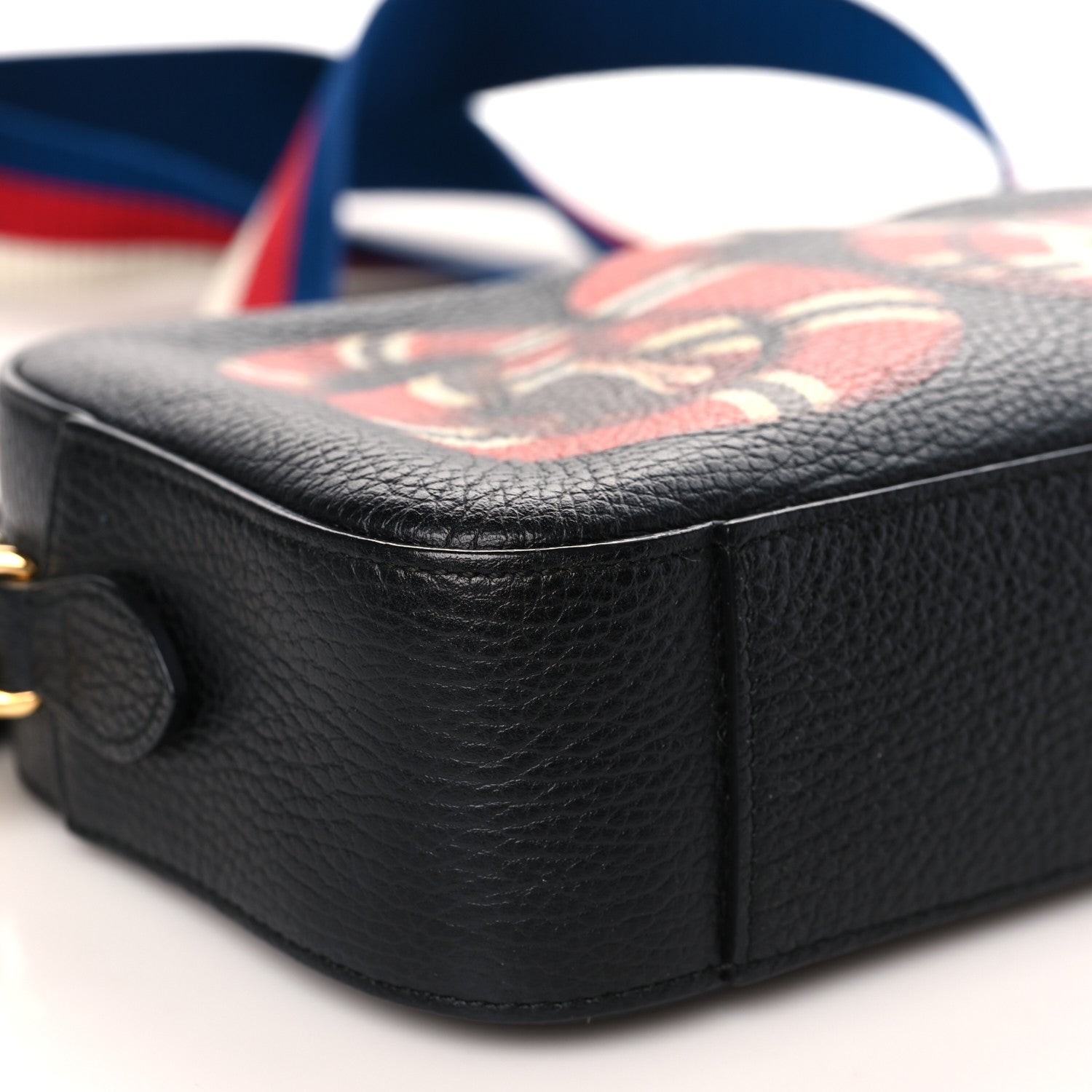 Gucci Grained Calfskin Sylvie Web Kingsnake Small Camera Bag Black Multicolor 8 of 9