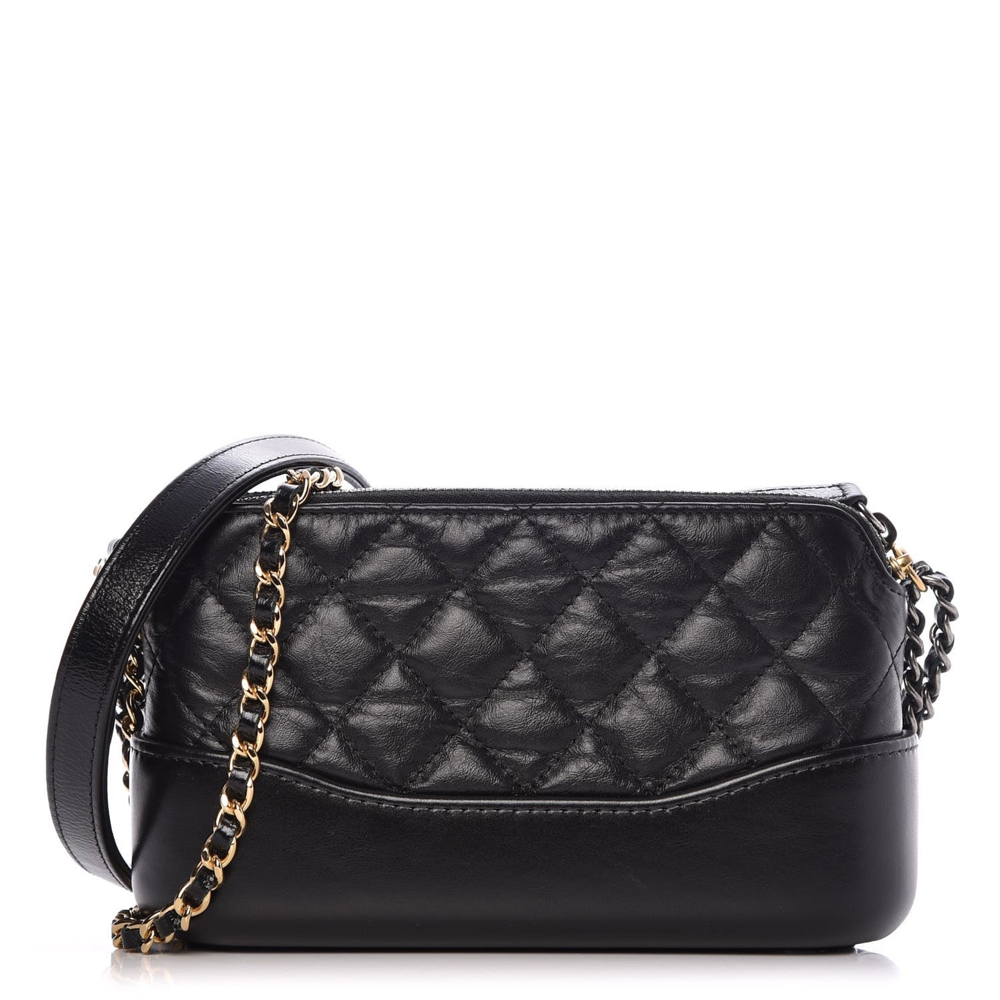 Aged Calfskin Quilted Small Gabrielle Clutch With Chain Black