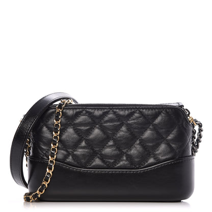 Chanel Aged Calfskin Quilted Small Gabrielle Clutch With Chain Black 1 of 10