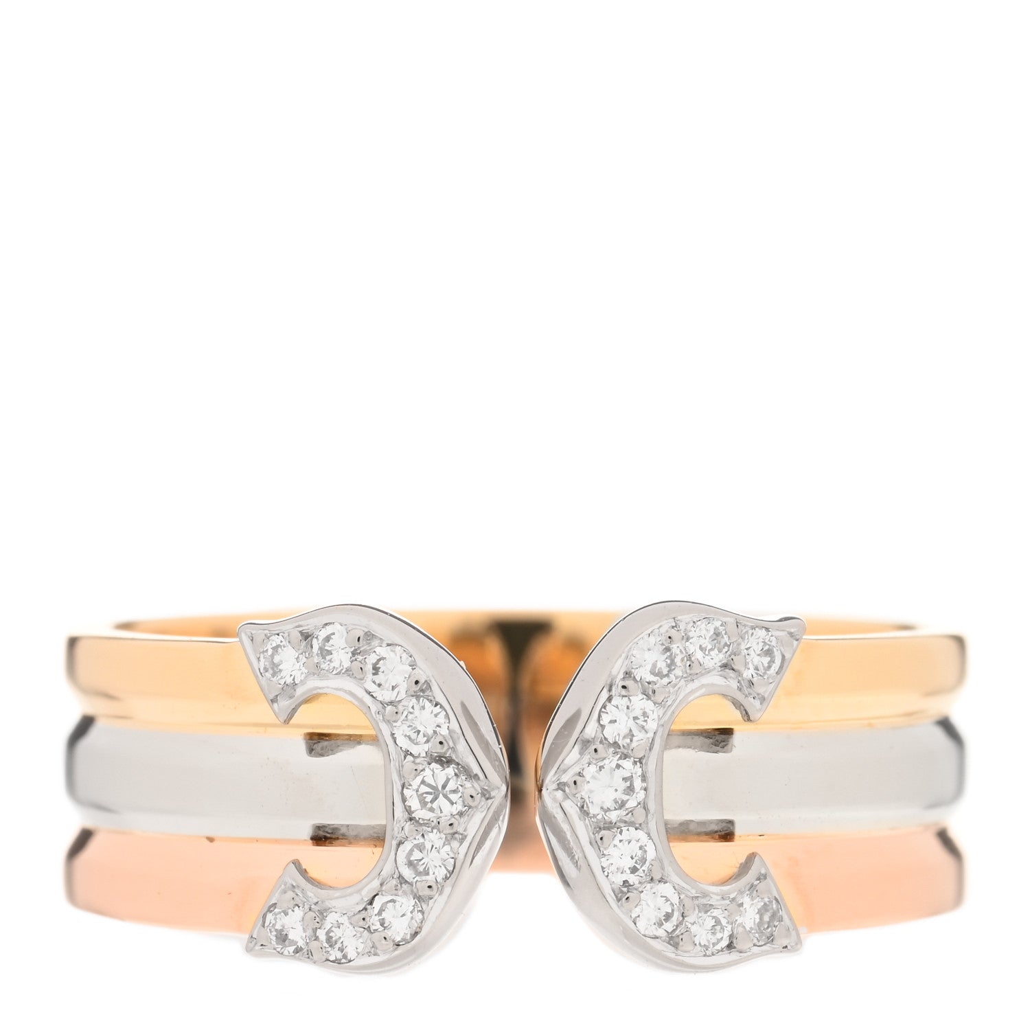 Cartier 18K Pink Yellow White Gold Diamond C De Cartier Ring 52 6 1 of 4