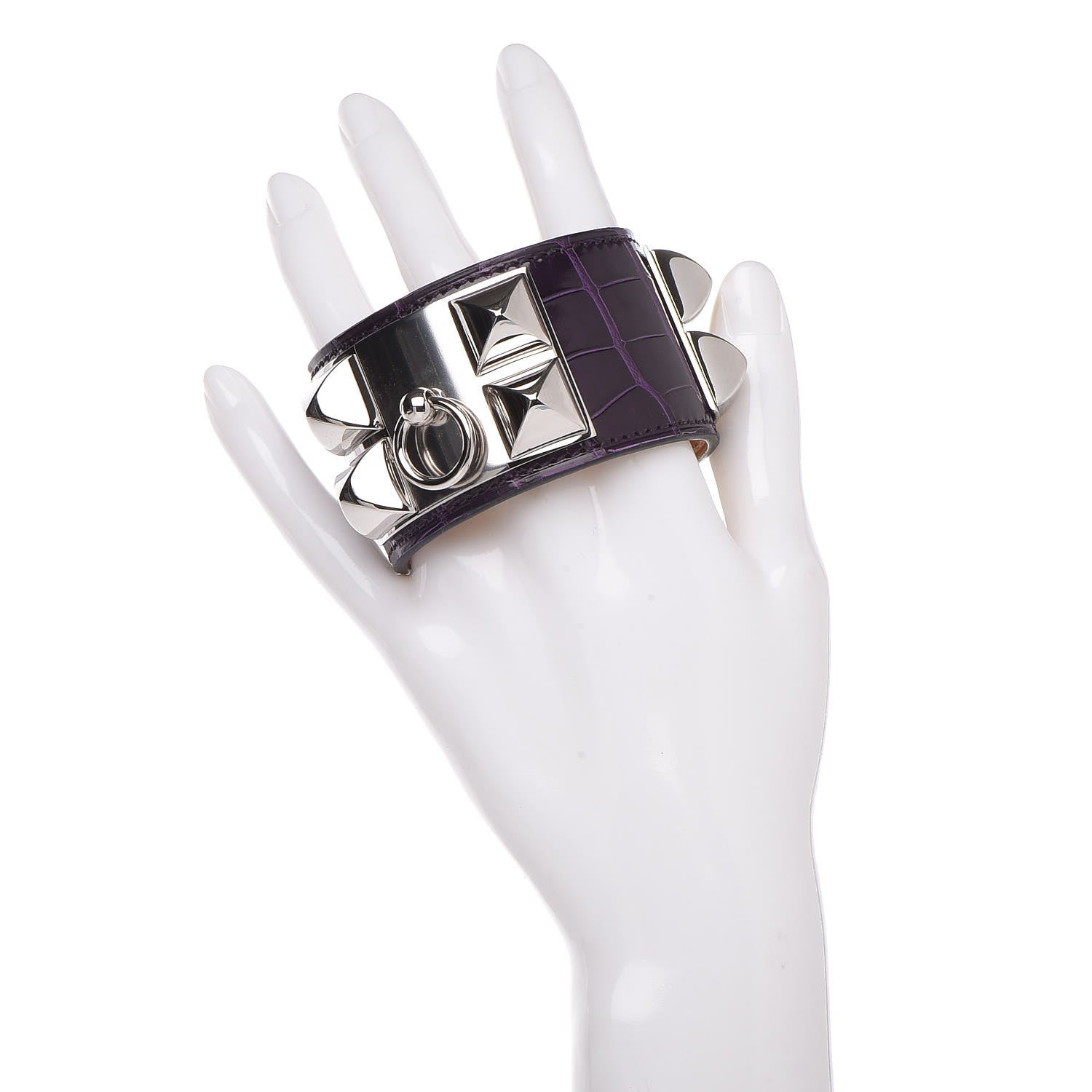 Hermes Shiny Alligator Collier De Chien CDC Bracelet T2 Amethyst 2 of 7