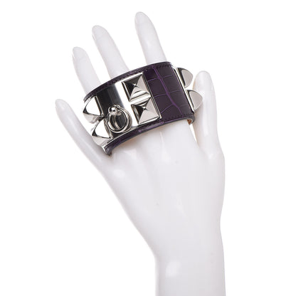 Hermes Shiny Alligator Collier De Chien CDC Bracelet T2 Amethyst 2 of 7