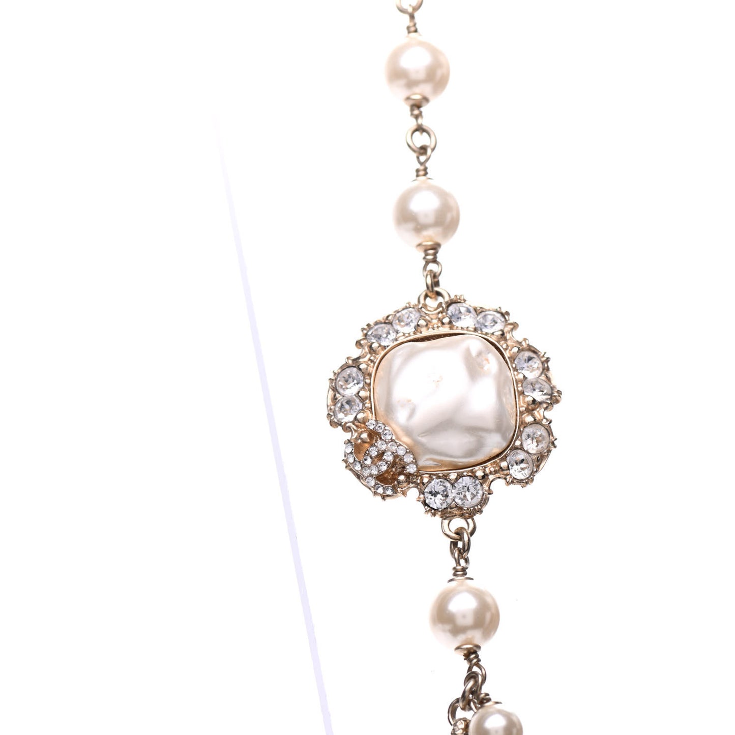 Pearl Crystal Camellia Express Multistrand Necklace Gold