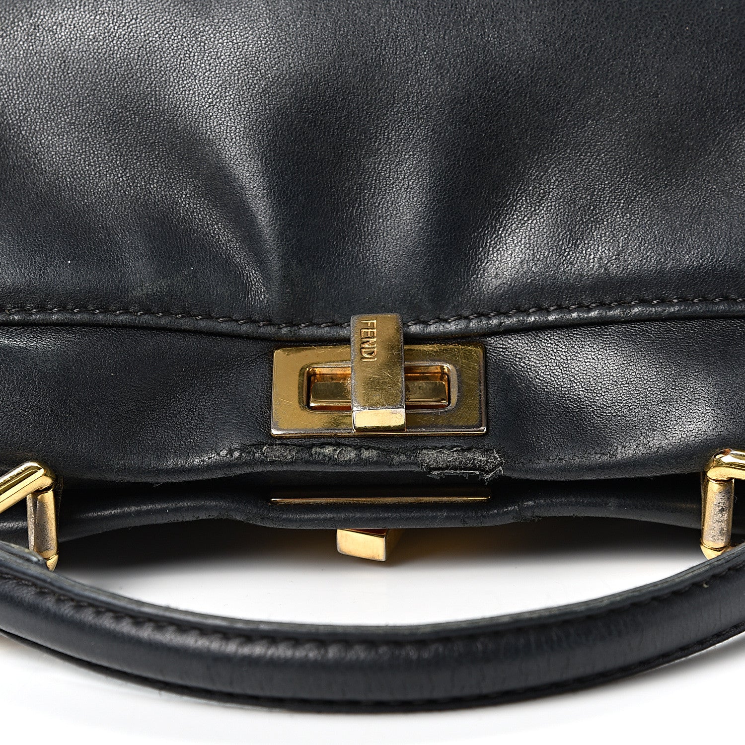 Fendi Nappa Mini Peekaboo Iconic Satchel Black 10 of 16