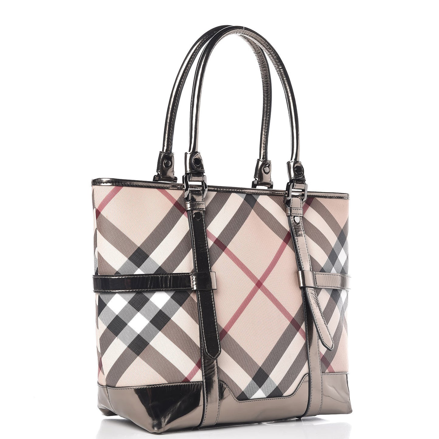 Patent Supernova Check Medium Denham Tote Dark Nickel