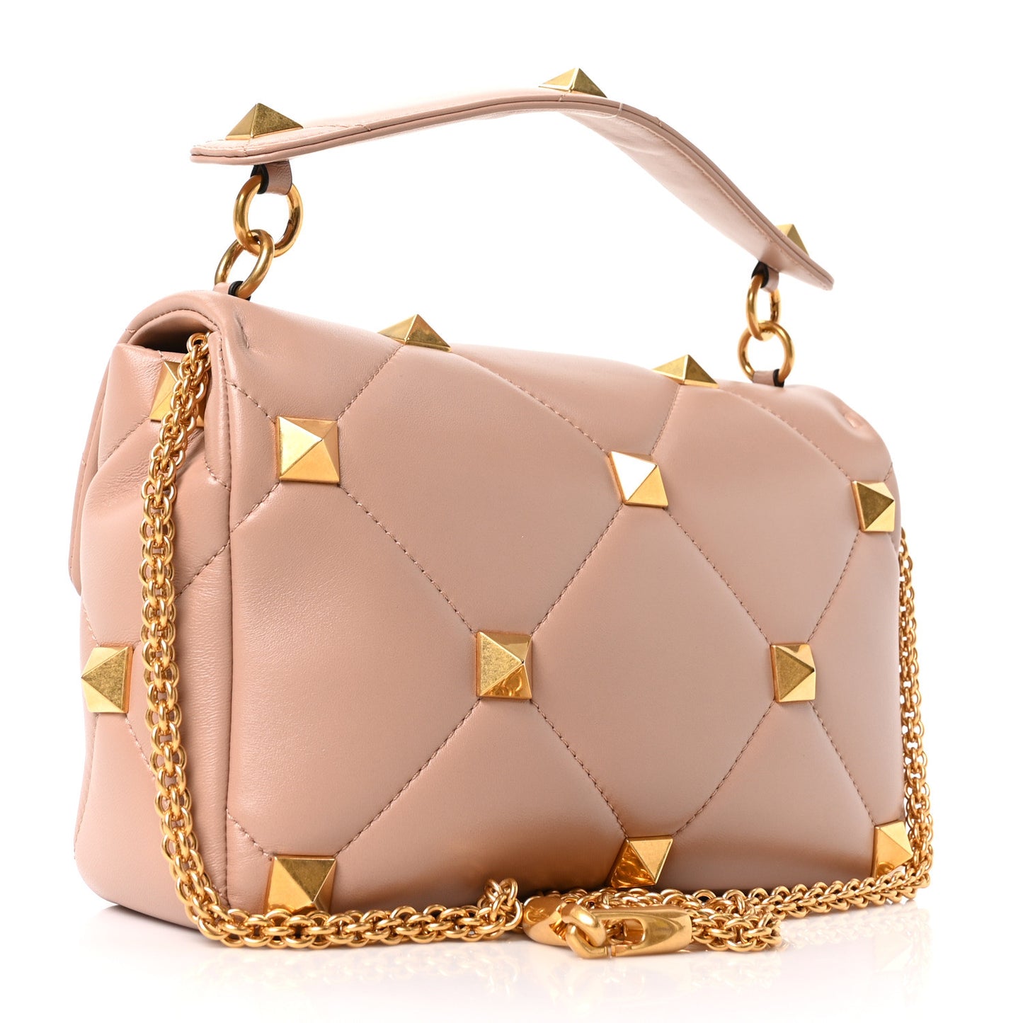 Nappa Large Roman Stud Shoulder Bag Rose Cannelle