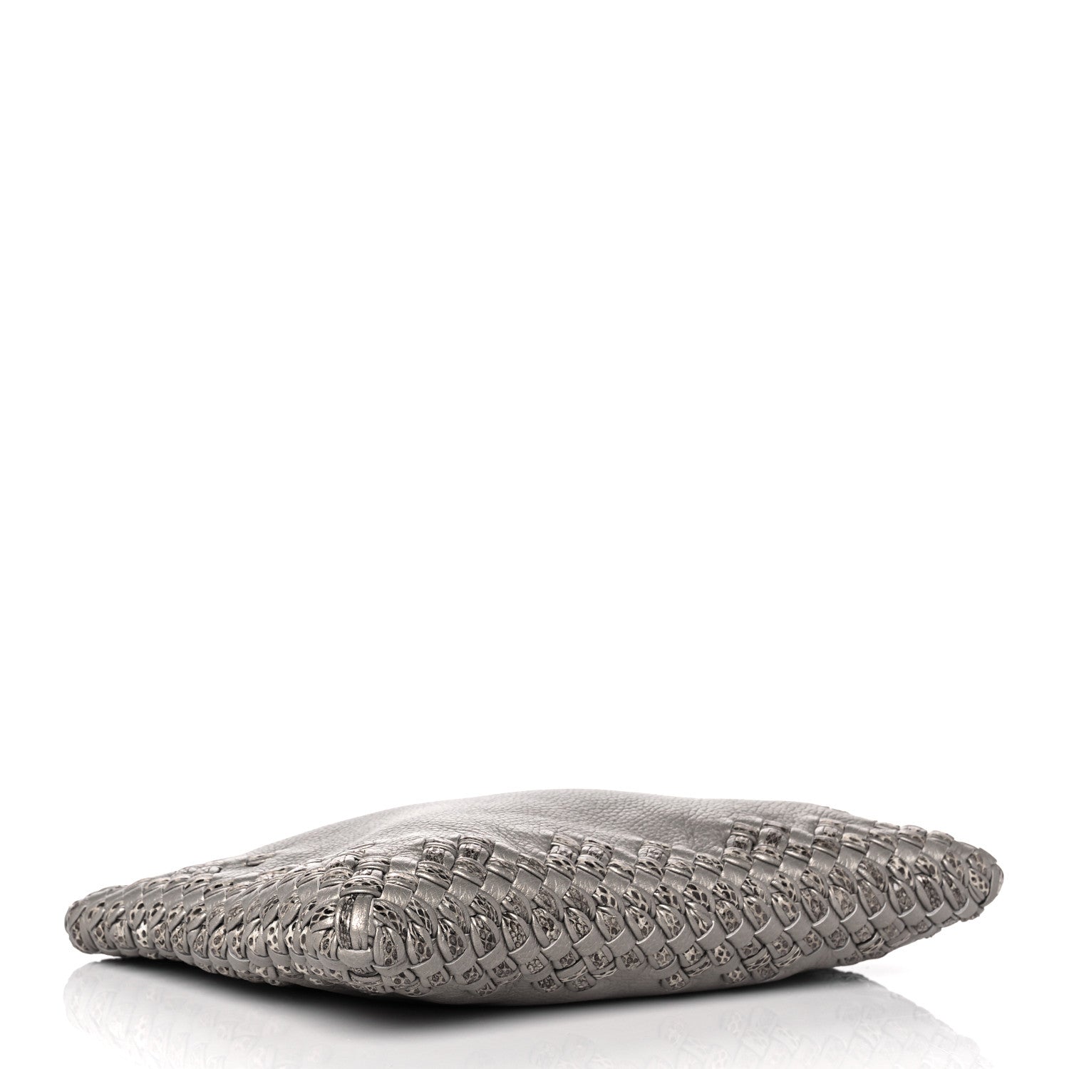Bottega Veneta Metallic Calf Ayers Intrecciato Clutch Silver 4 of 9