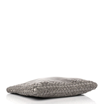 Bottega Veneta Metallic Calf Ayers Intrecciato Clutch Silver 4 of 9
