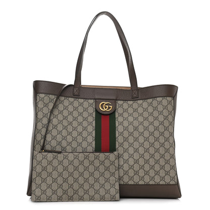Gucci GG Supreme Monogram Web Ophidia Tote Brown 1 of 11