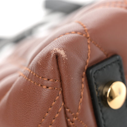 Burberry Calfskin Quilted Small Society Tote Brown Black 11 of 11