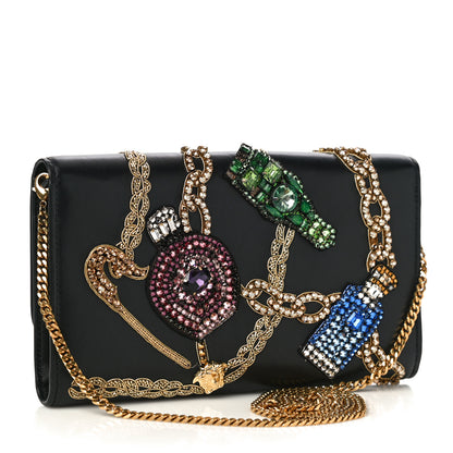 Versace Nappa Crystal Embroidered Medusa Wallet on Chain Crossbody Black 3 of 10