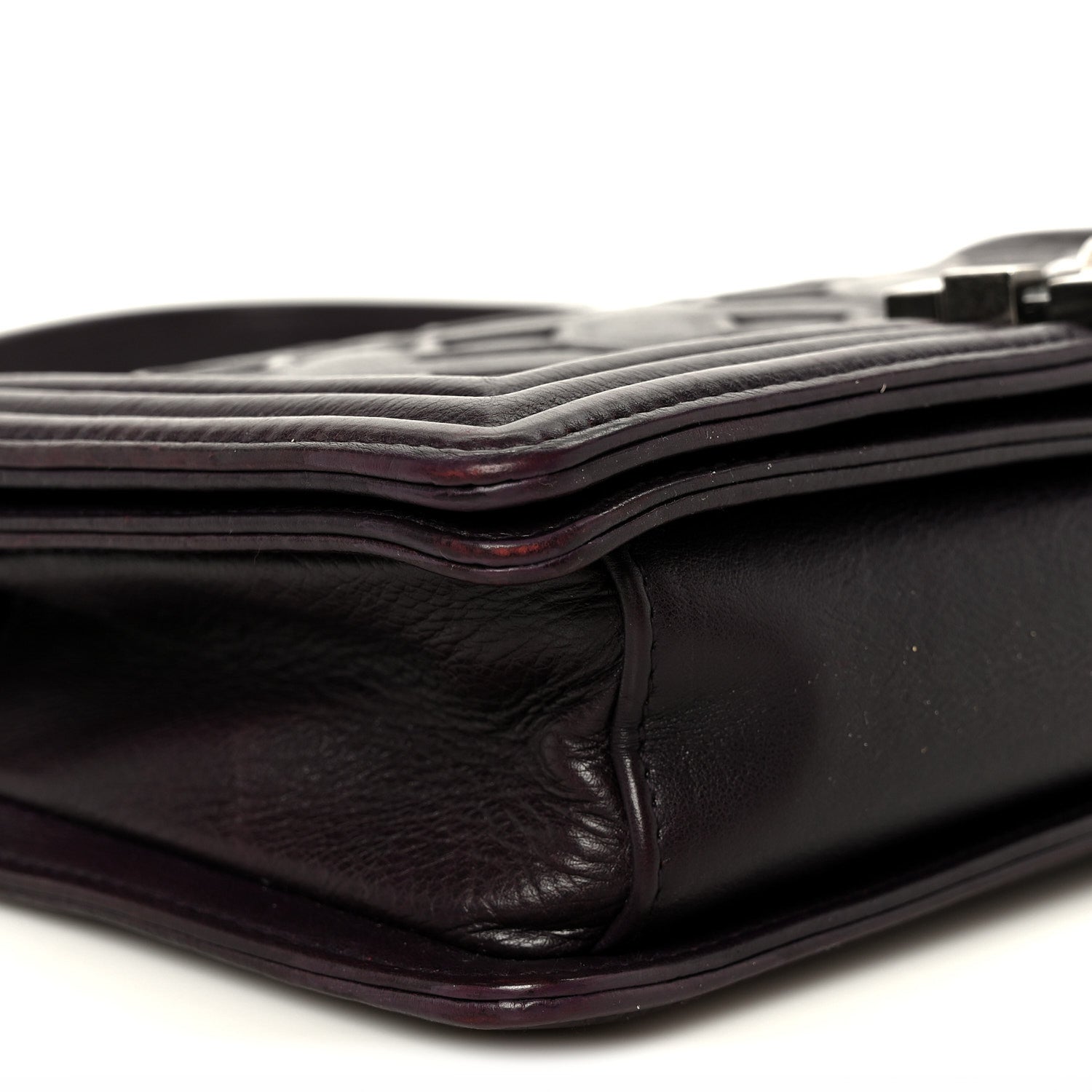 Chanel Calfskin Crystal Embossed Medium Boy Flap Plum 9 of 11