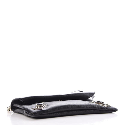 Balenciaga Chevre Gold Metallic Edge Hardware Envelope Clutch Black 4 of 7