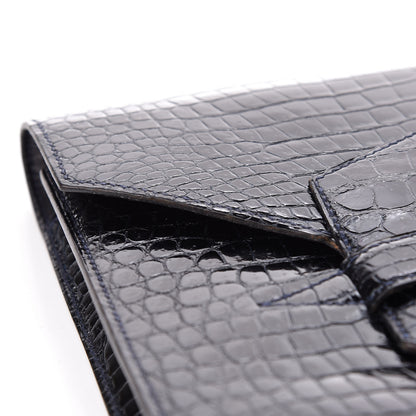Hermes Shiny Crocodile Faco Clutch Bleu Marine 10 of 16