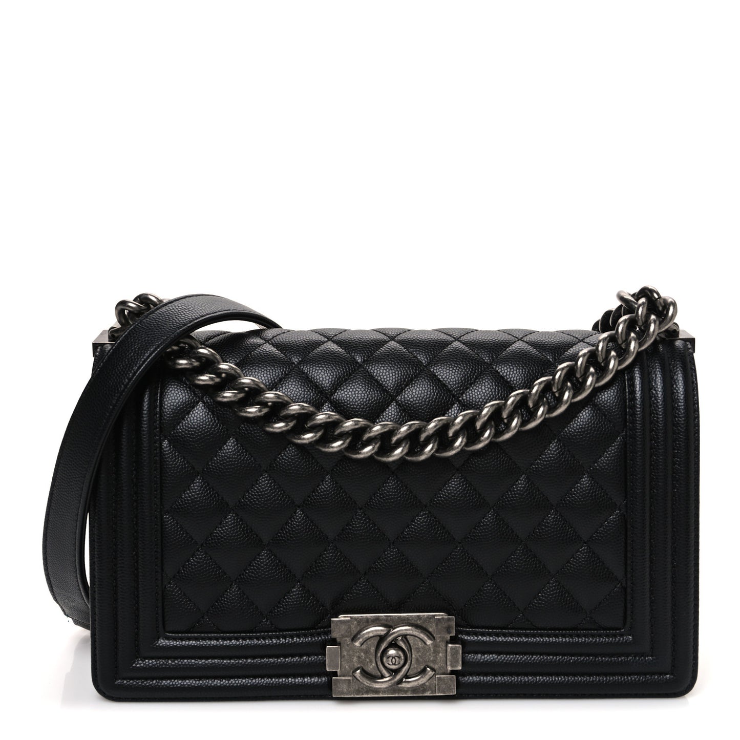 Caviar Quilted Medium Boy Flap Black