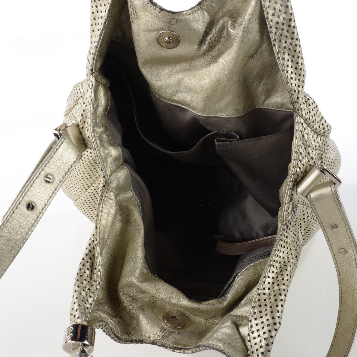 Chanel Metallic Glazed Calfskin Perforated Large Rodeo Drive Tote Silver 5 of 7