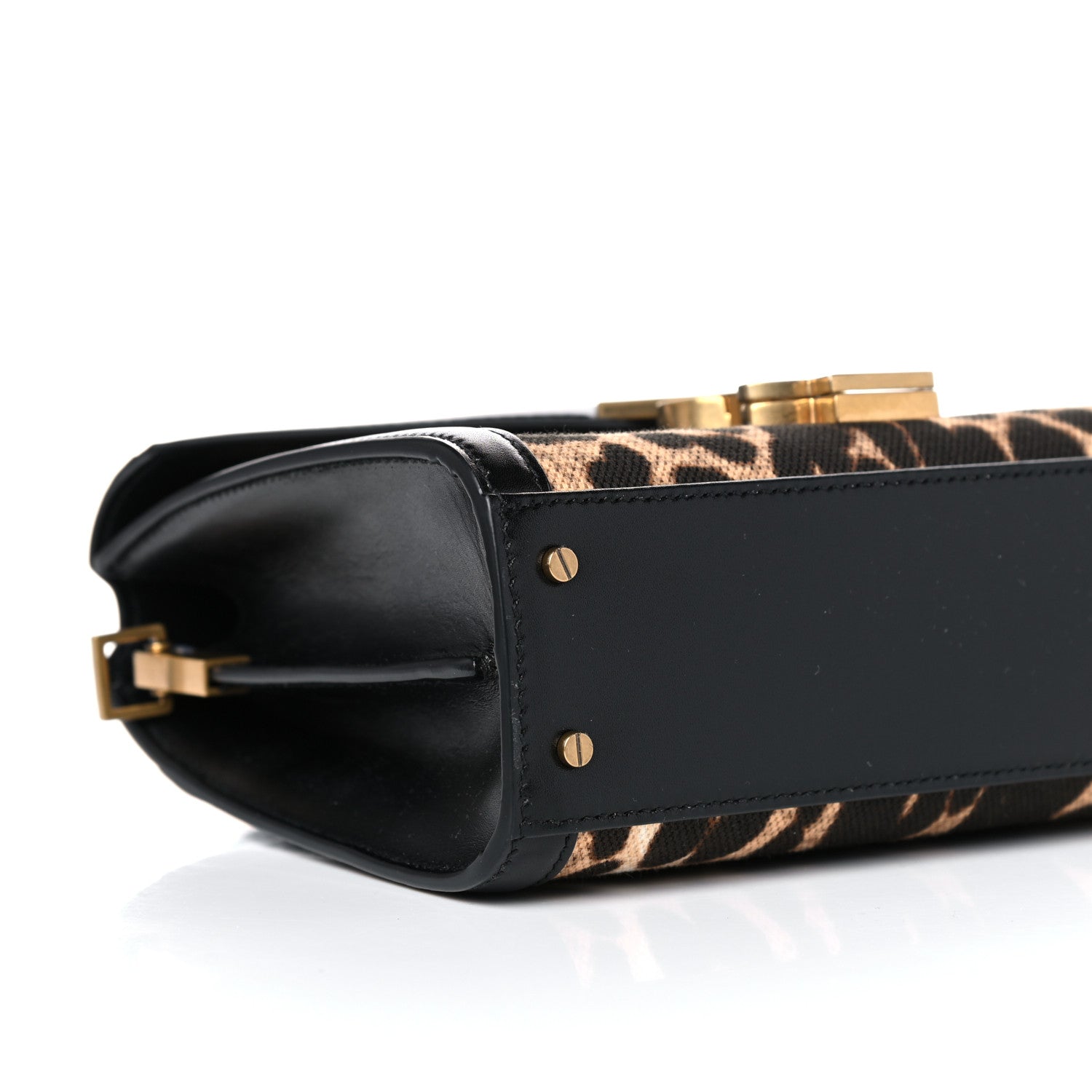 Saint Laurent Canvas Leopard Print Mini Classic Monogram Cassandra Top Handle Black 8 of 10