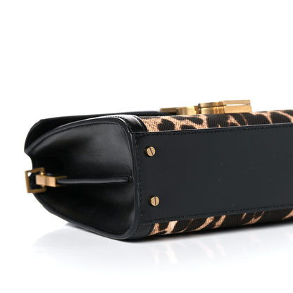 Saint Laurent Canvas Leopard Print Mini Classic Monogram Cassandra Top Handle Black 8 of 10