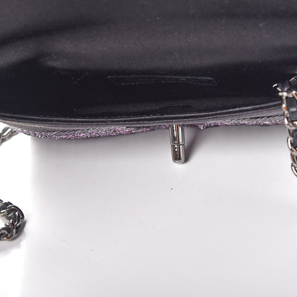 Chanel Sequin Tweed Mini Mineral Nights Flap Crossbody Bag Purple Black 5 of 7