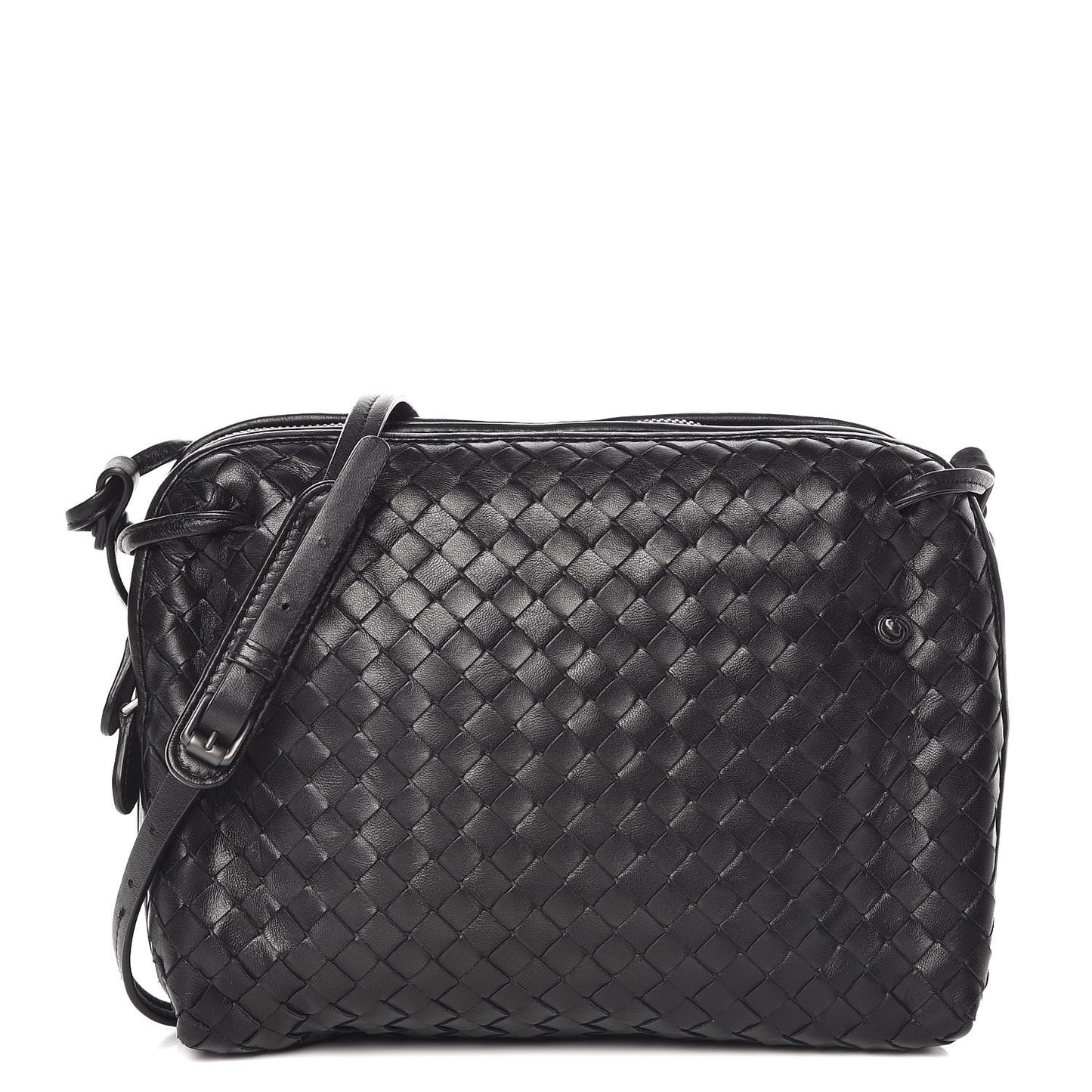 Nappa Intrecciato Pillow Crossbody Messenger Black
