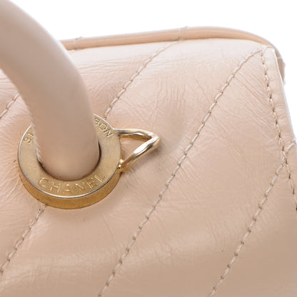 Chanel Calfskin Chevron Quilted Small Coco Handle Flap Light Beige 11 of 11