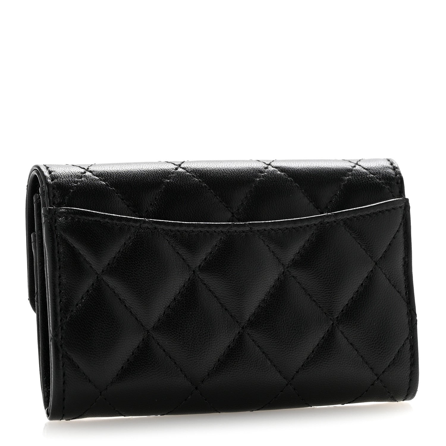 Chanel Lambskin Quilted Flap Card Holder Wallet Black 3 of 8