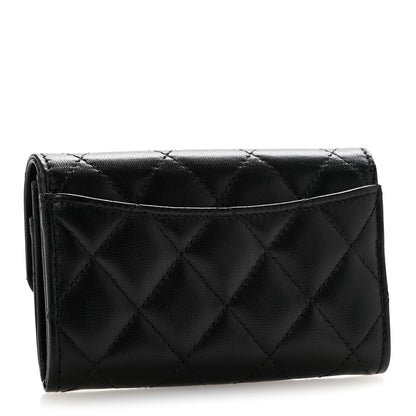 Chanel Lambskin Quilted Flap Card Holder Wallet Black 3 of 8
