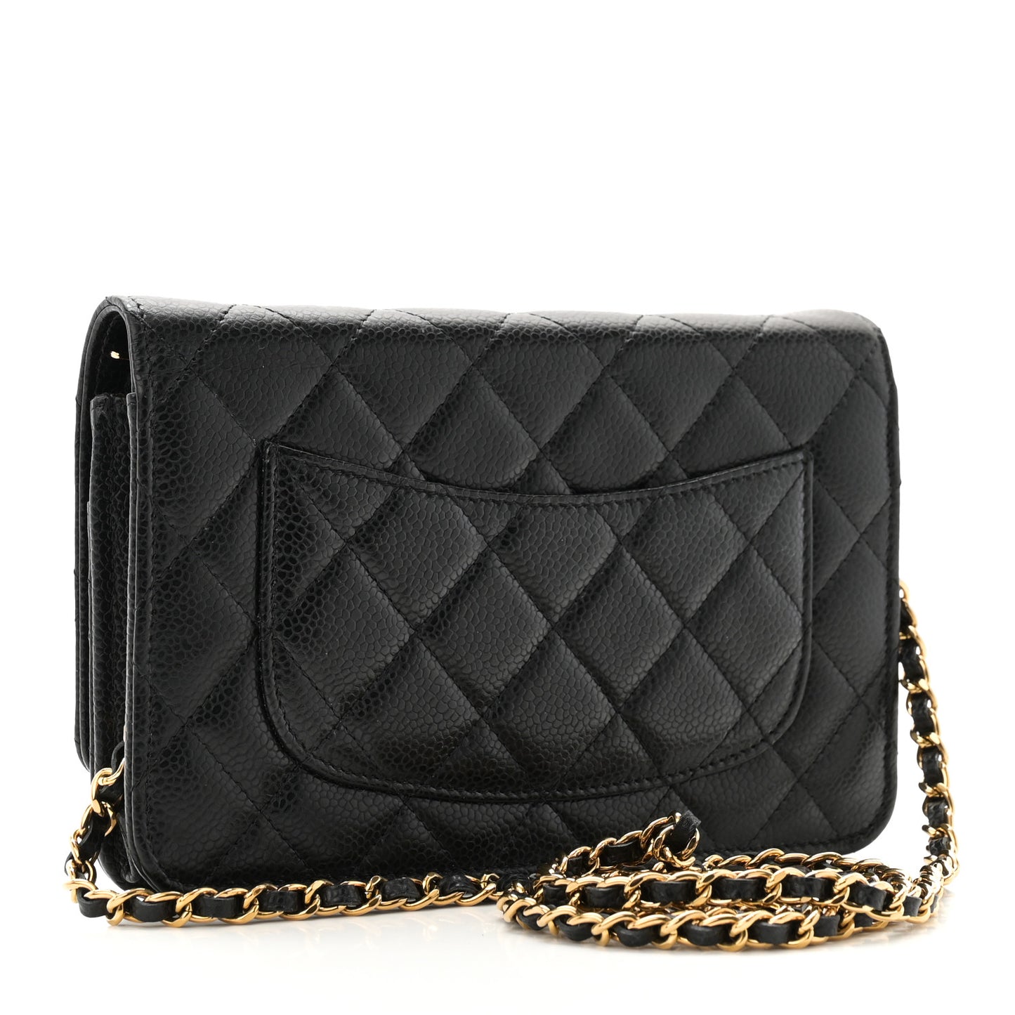 Caviar Quilted Wallet on Chain WOC Black