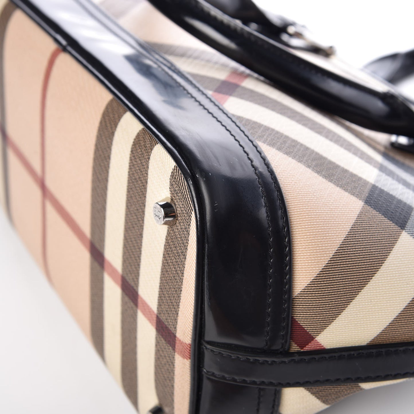 Patent Supernova Check Tote Black
