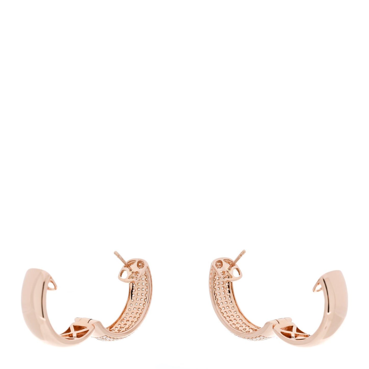 18K Rose Gold Diamond 2.25ctw Pave Hoop Earrings