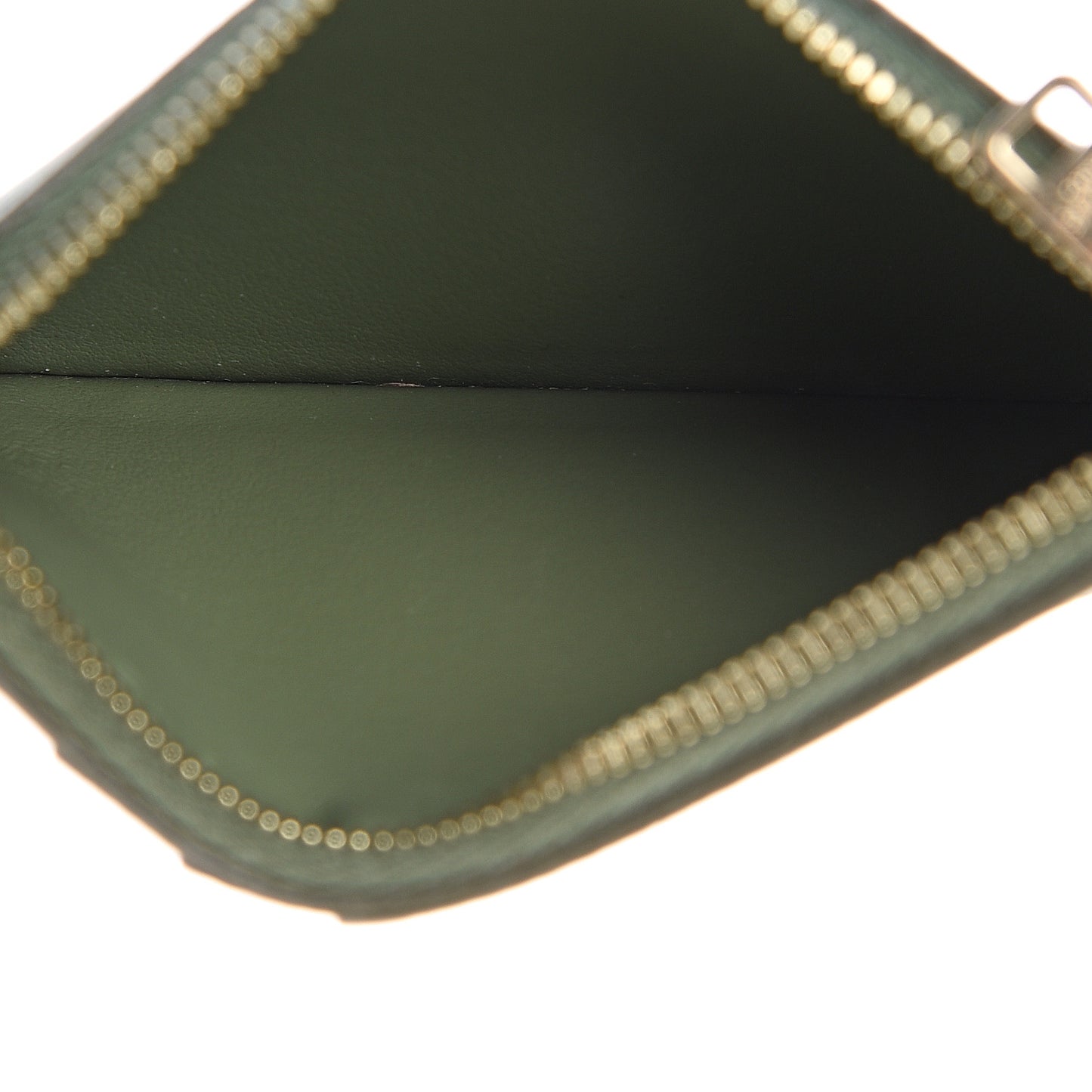 Grained Calfskin Zipped Card Holder Light Khaki