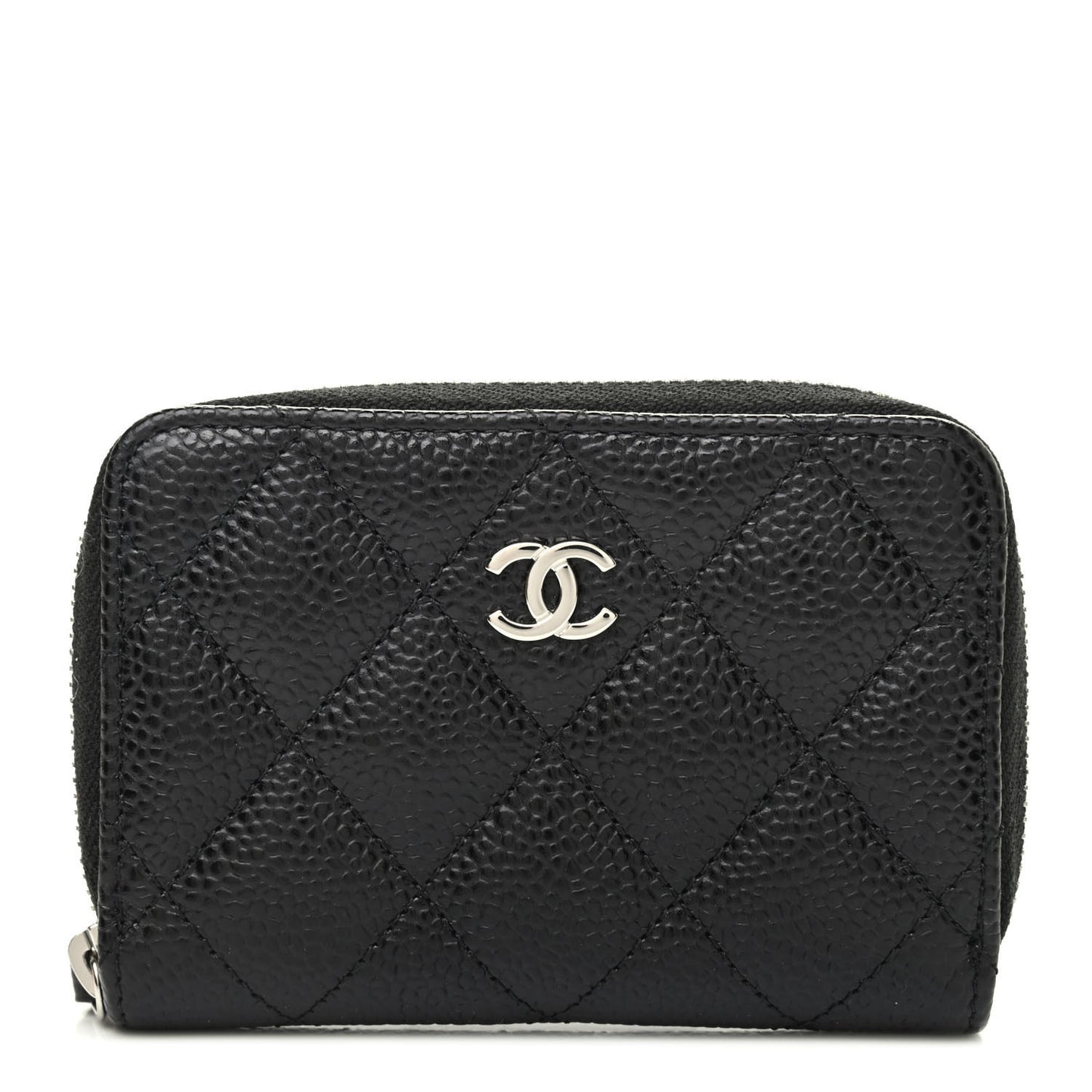 Caviar Quilted Zip Coin Purse Black