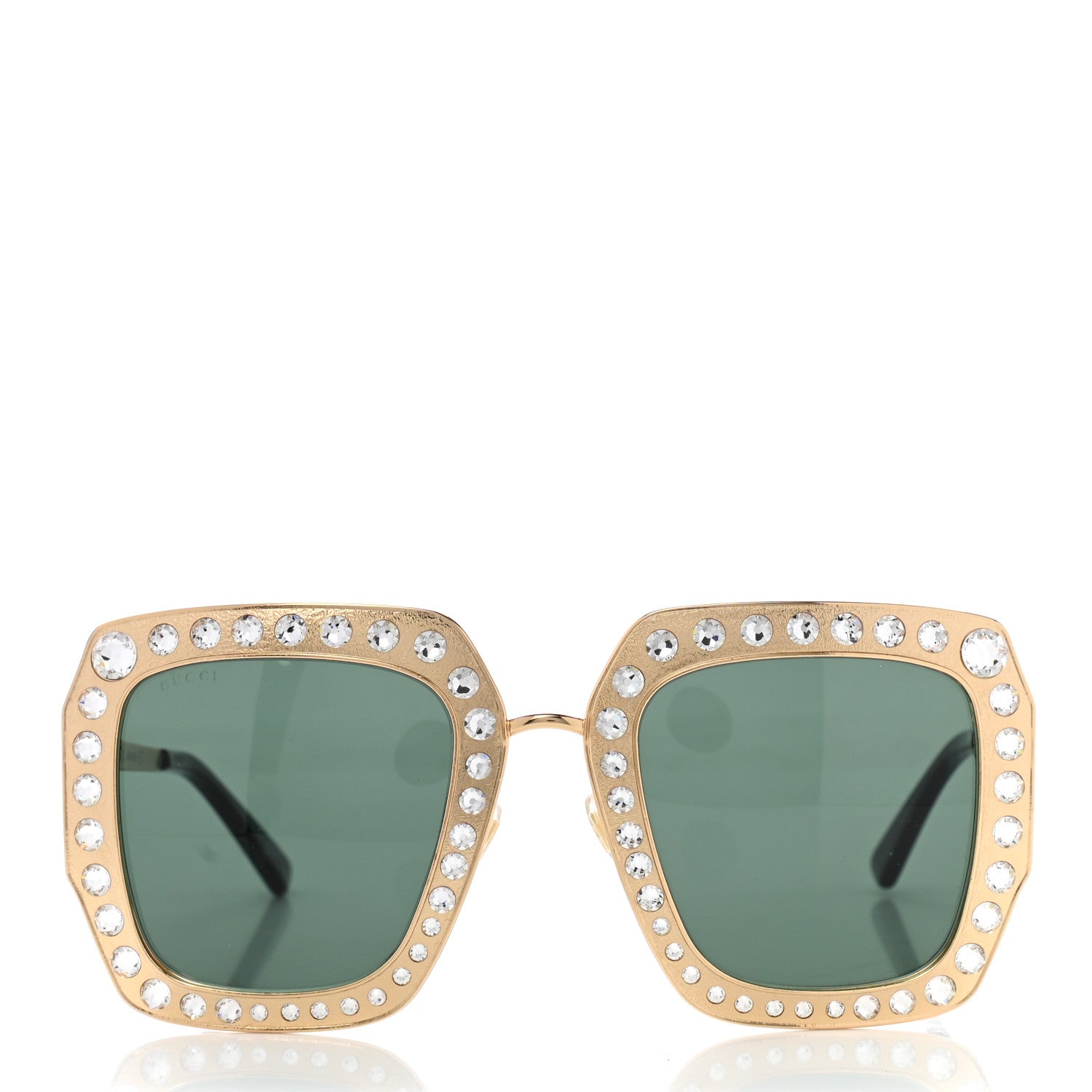Gucci Metal Acetate Crystal Oversize GG0115S Sunglasses Gold 2 of 7
