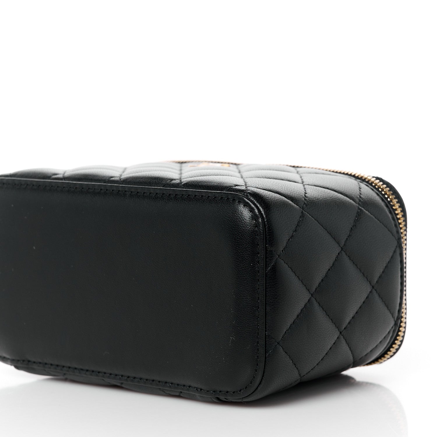 Chanel Lambskin Quilted Pearl Crush Small Vanity Case With Chain Black 10 of 11