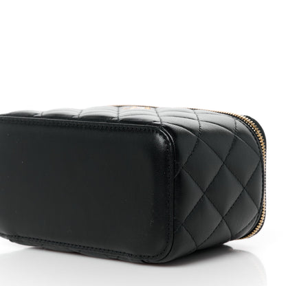 Chanel Lambskin Quilted Pearl Crush Small Vanity Case With Chain Black 10 of 11