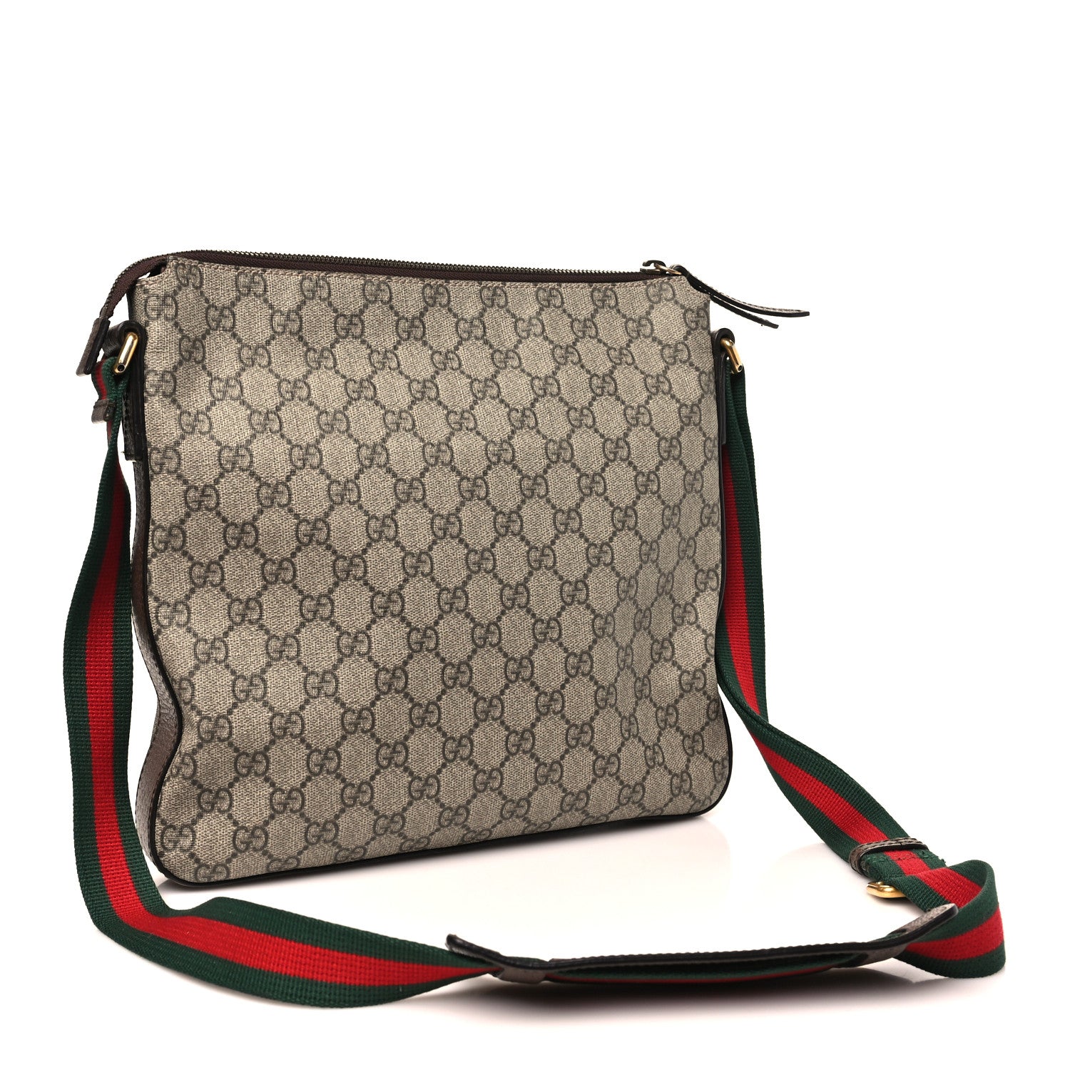 Gucci Soft GG Supreme Monogram Courrier Web Medium Flat Messenger Bag Beige New Acero Multicolor 3 of 10