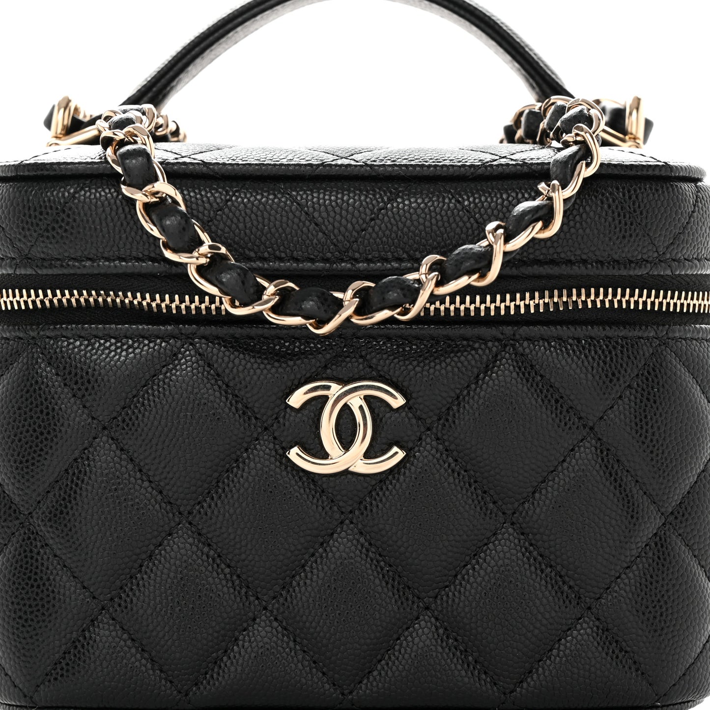 Caviar Quilted Small CC Vanity Case Black