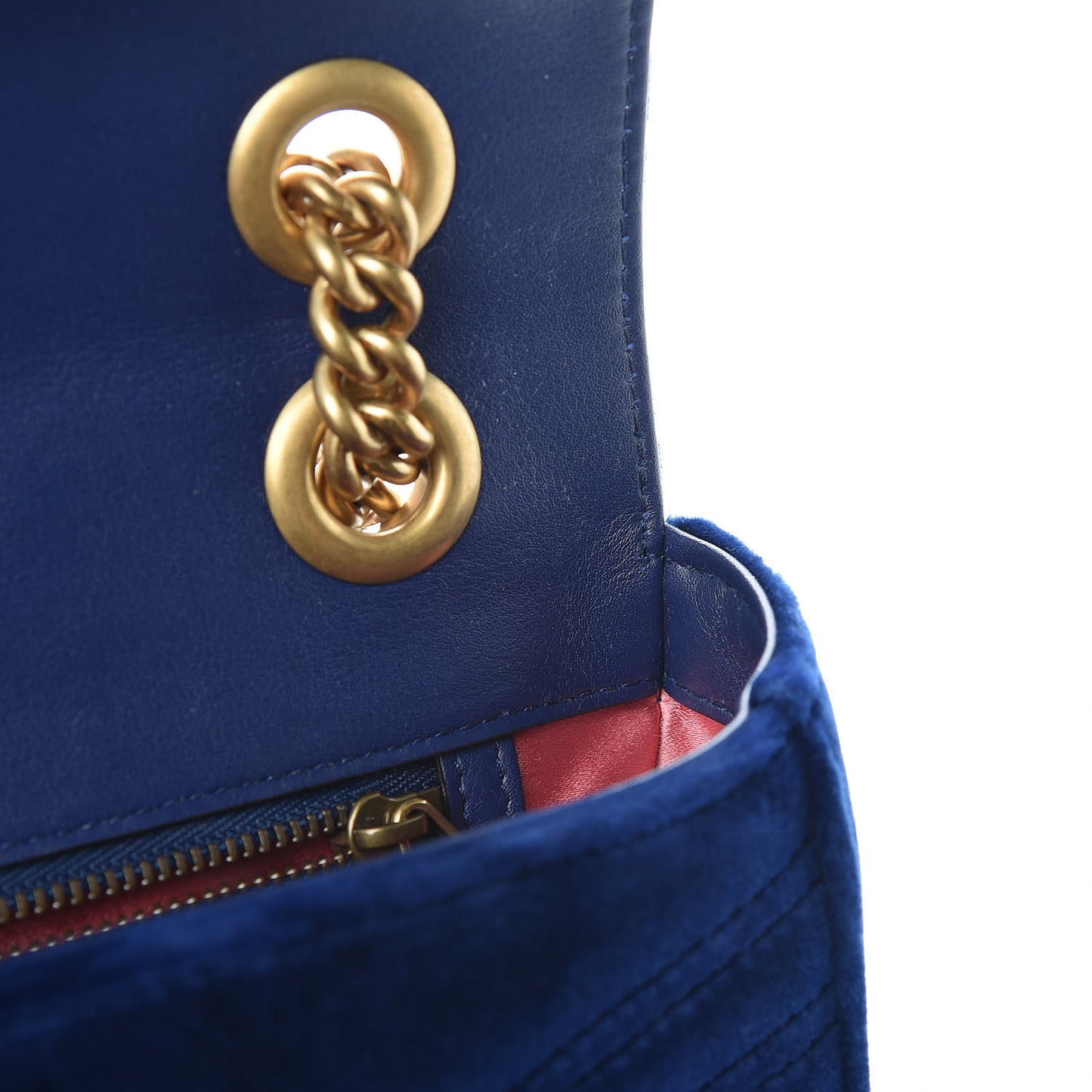 Velvet Matelasse Small GG Marmont Shoulder Bag Cobalt Blue