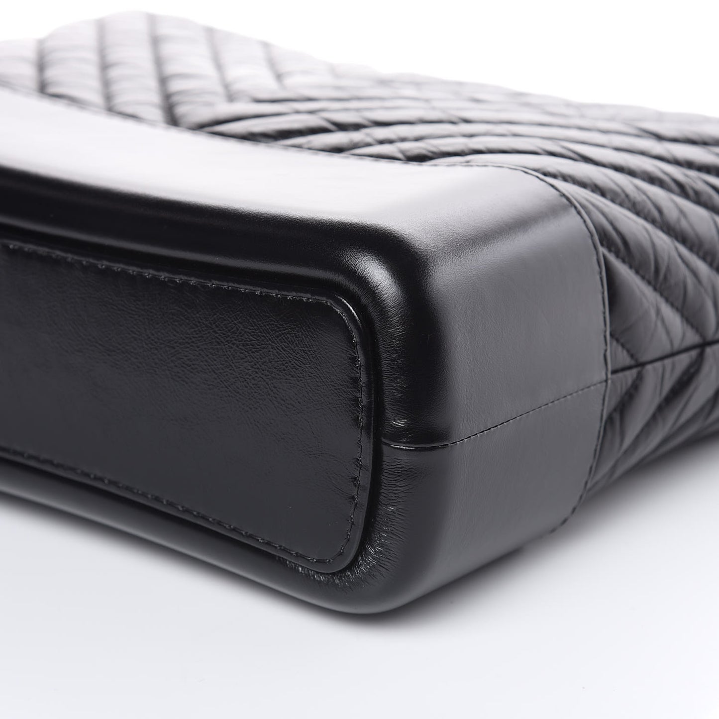 Aged Calfskin Chevron Quilted Medium Gabrielle Hobo Black