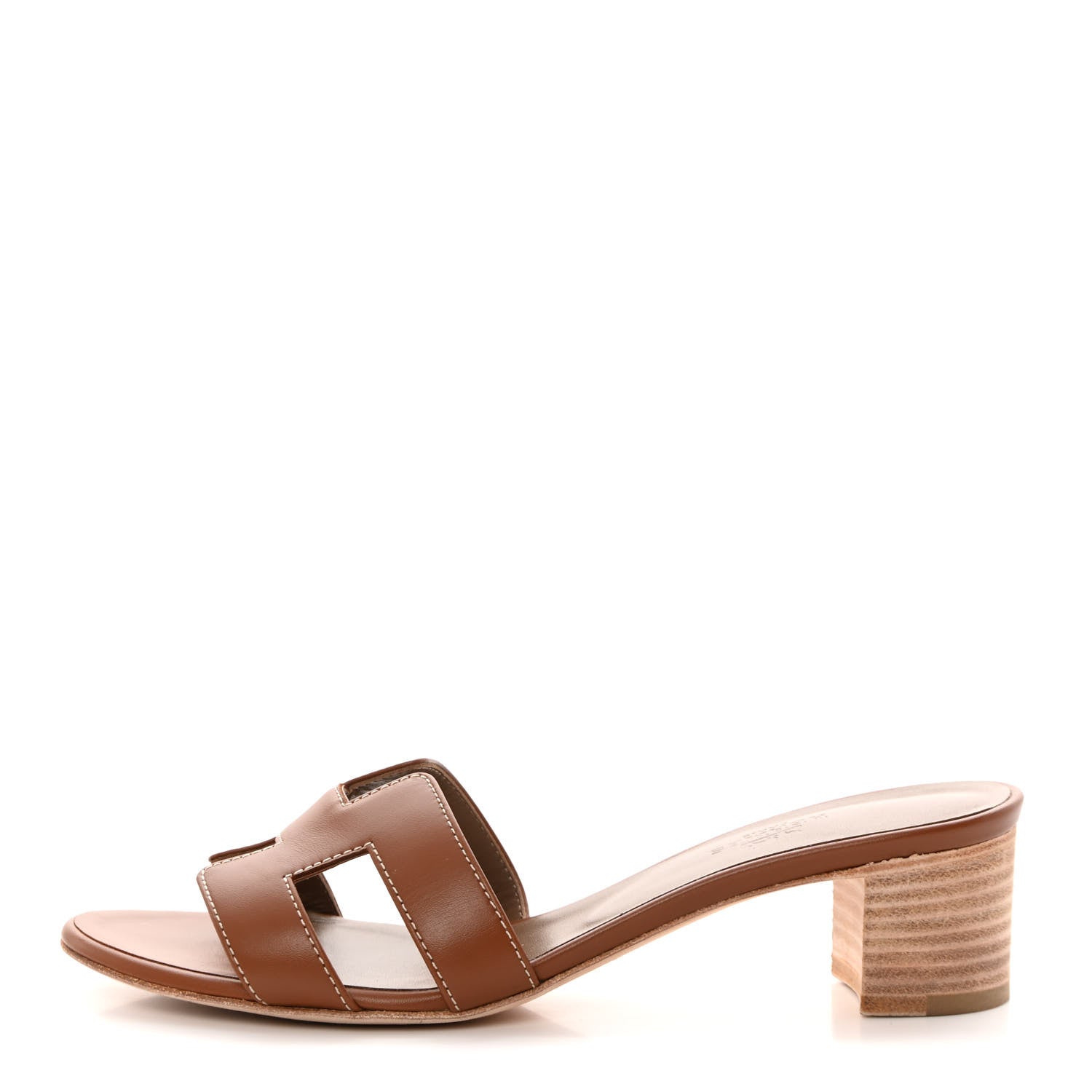 Hermes Calfskin Oasis Sandals 37.5 Gold 1 of 12
