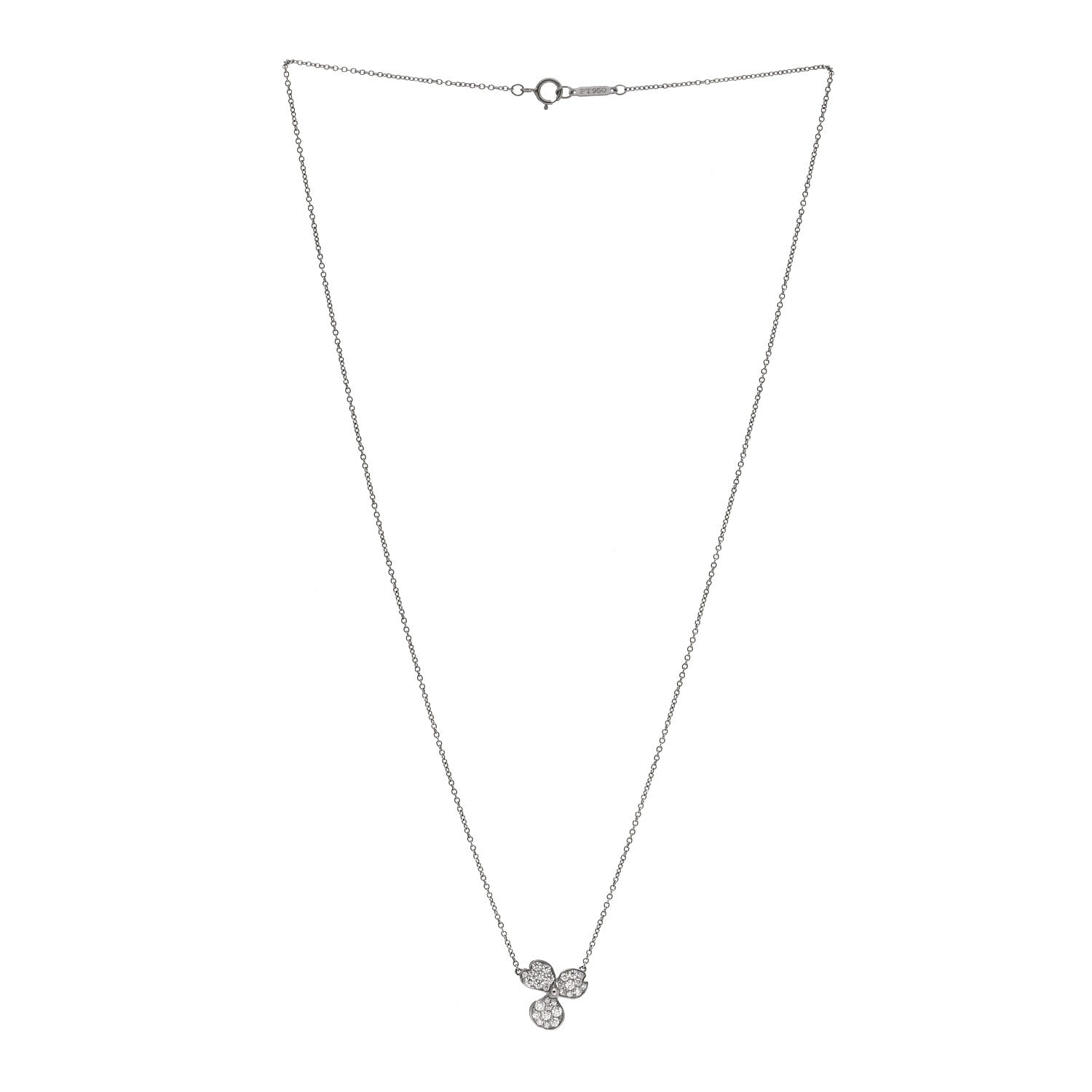 Tiffany Platinum Diamond Paper Flowers Pave Pendant Necklace 2 of 5