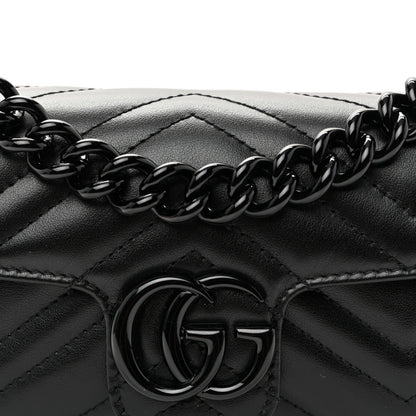 Gucci Calfskin Matelasse Monochrome GG Marmont Chain Belt Bag Black 8 of 10